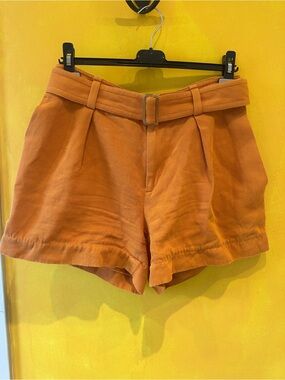Vince High-Waist Belted Orange Shorts